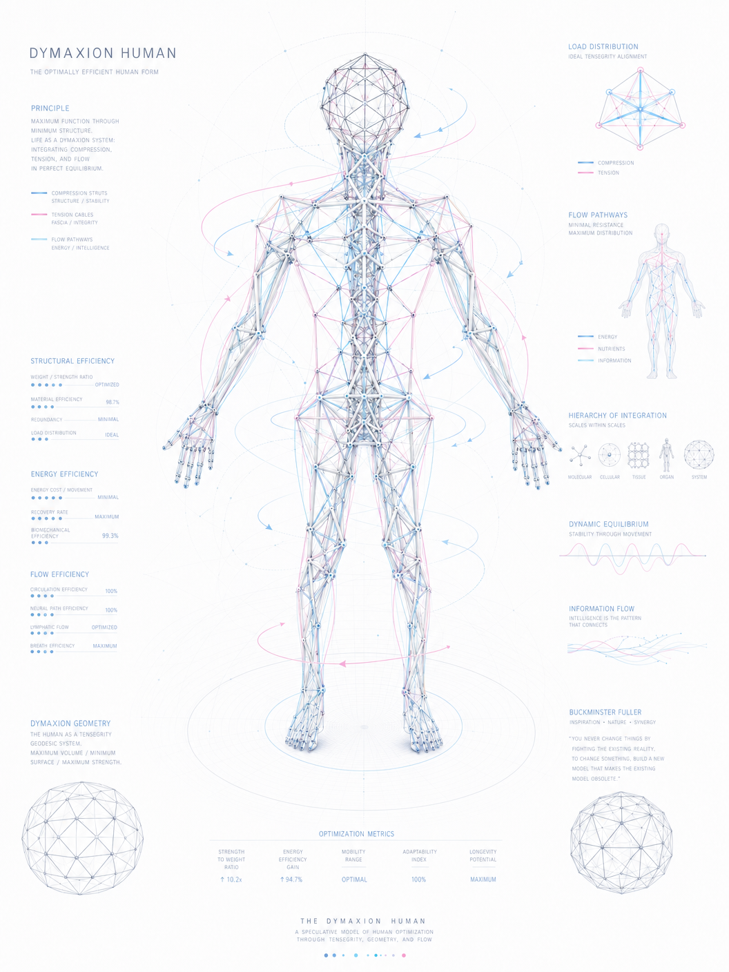 The Dymaxion Human — optimally efficient human form as minimal geometric framework